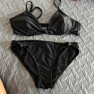 Black bikini set with padding & full coverage